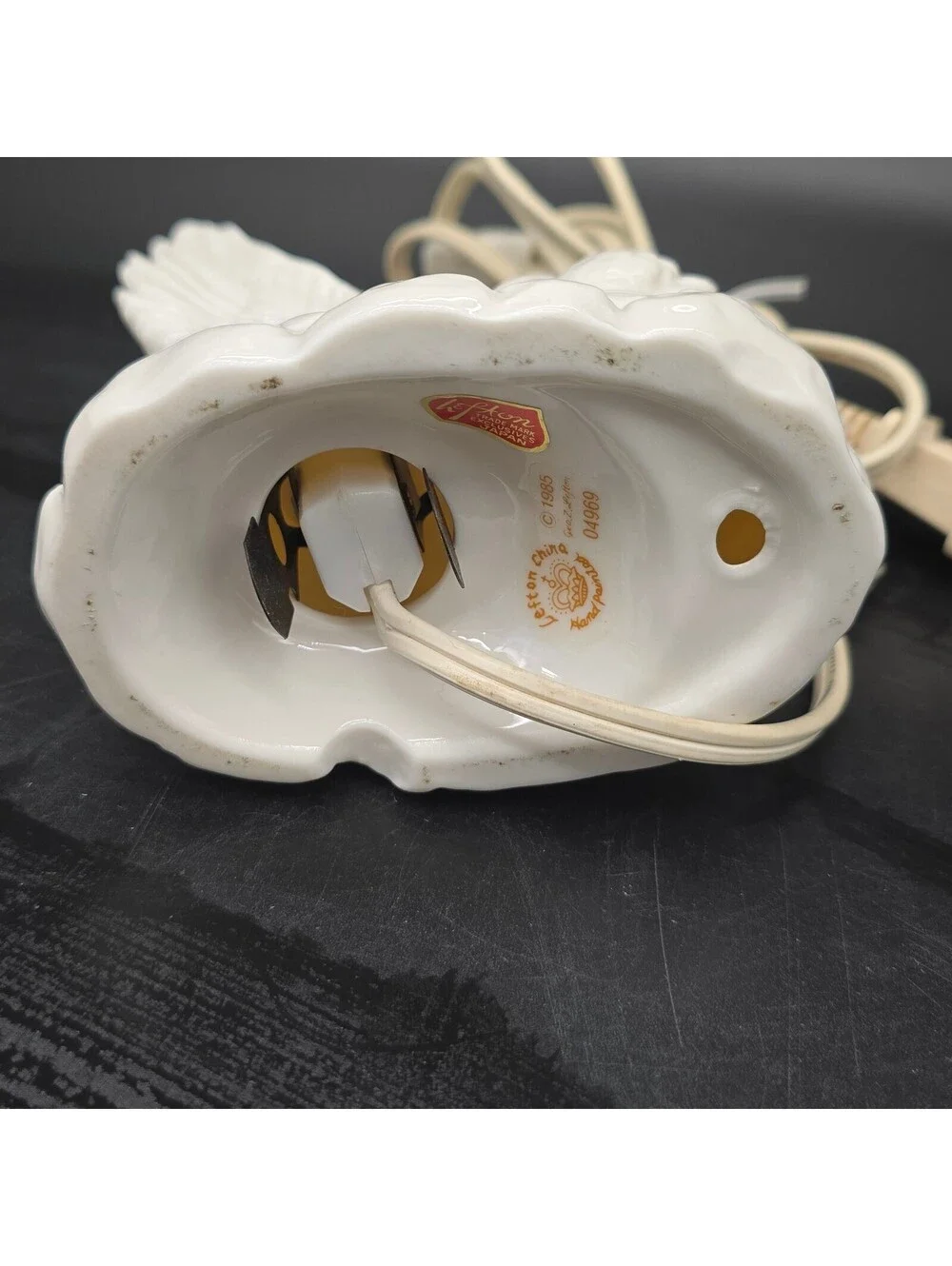 Vintage 1985 Lefton Porcelain Swan Night Light Lamp 04969 Japan Foil Sticker